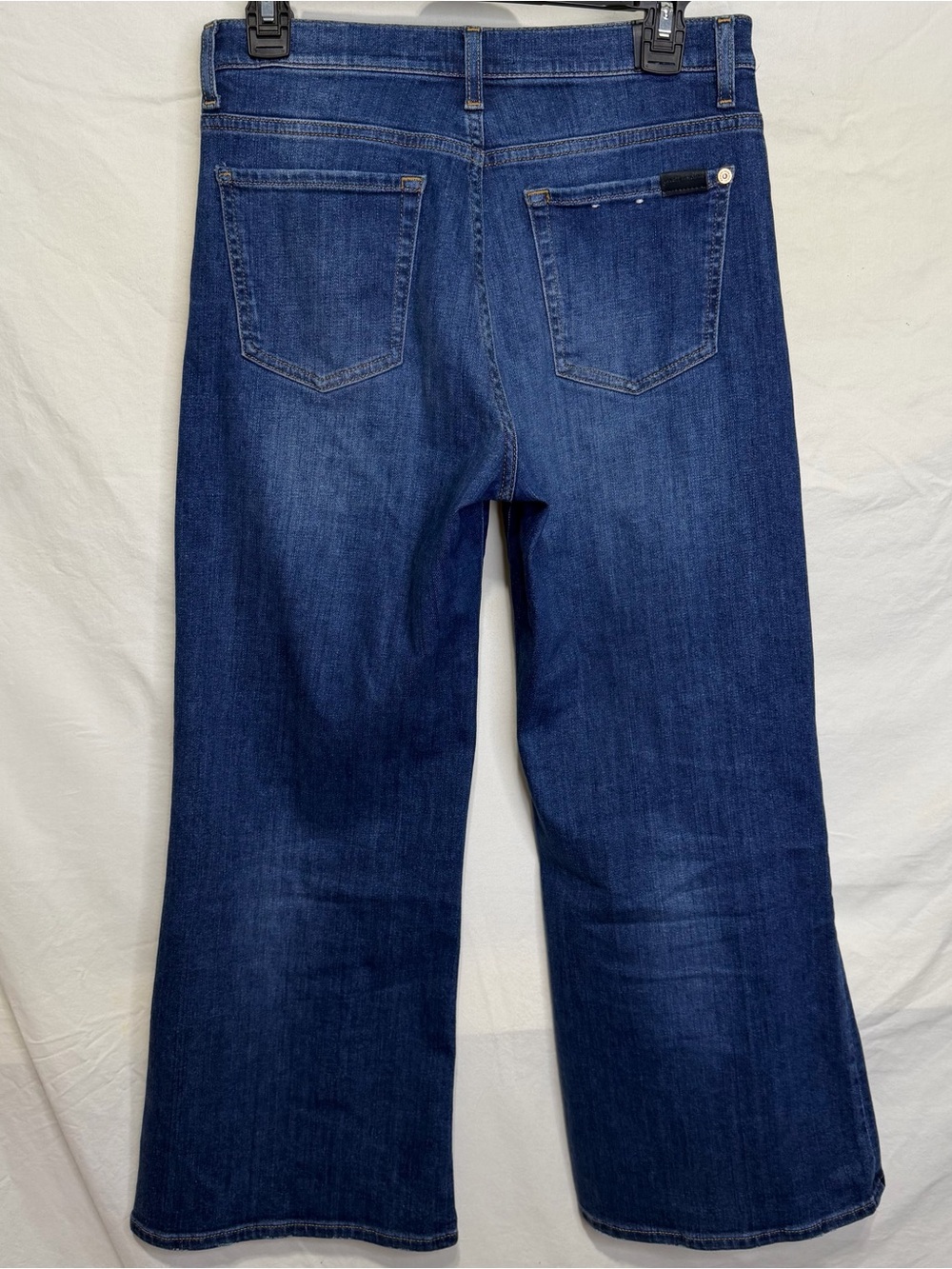 7 FOR ALL MANKIND Cropped Jo Jeans High-Rise Wide-Leg Denim in Dark Blue Size 29 - Picture 8 of 13